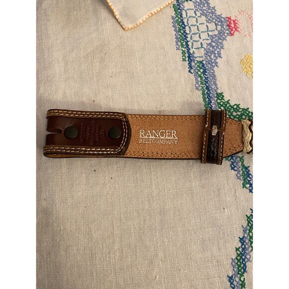 Ranger Belt Co Western/Cowboy Leather Belt Sz 34 Genuine Handtooled Leather - Picture 4 of 10
